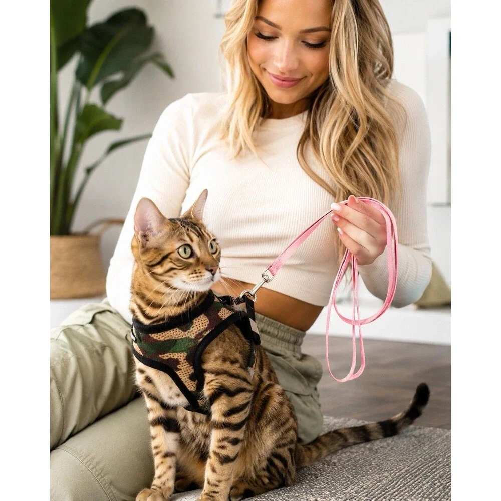 Cat And Dog harness and leash Size Xsmall and Camo print Very cute! Used once